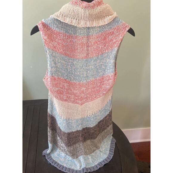 Cabi Skipper Circle Knit Sweater Cardigan Shawl Pastel Striped Beachy Boho Small - Picture 2 of 9